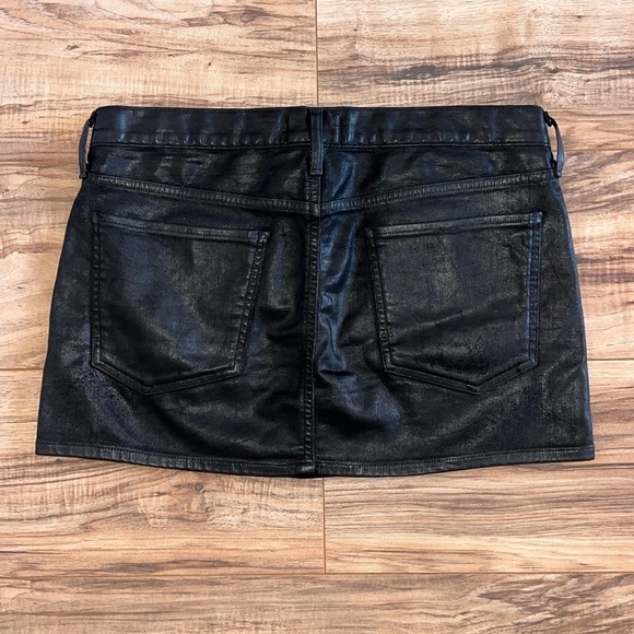 Agolde Jeanette Mini Denim Skirt Size 28 in Coated Black - Picture 5 of 10